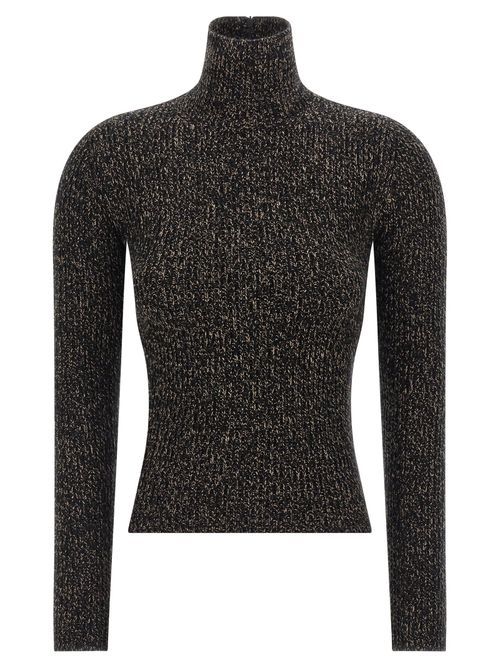 Ribbed Wool-Cashmere Turtleneck Sweater — Black