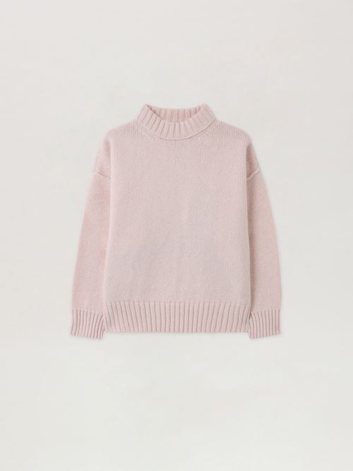 Curved Logo Knit Crewneck Kids  Rose Pink
