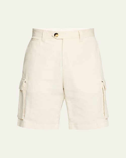 Men's Linen and Cotton Cargo Bermuda Shorts