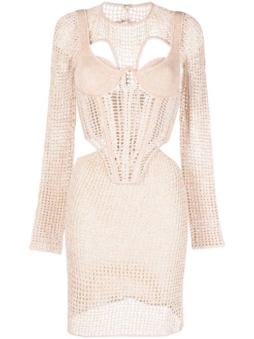 Stirrup crochet mini dress - Neutrals