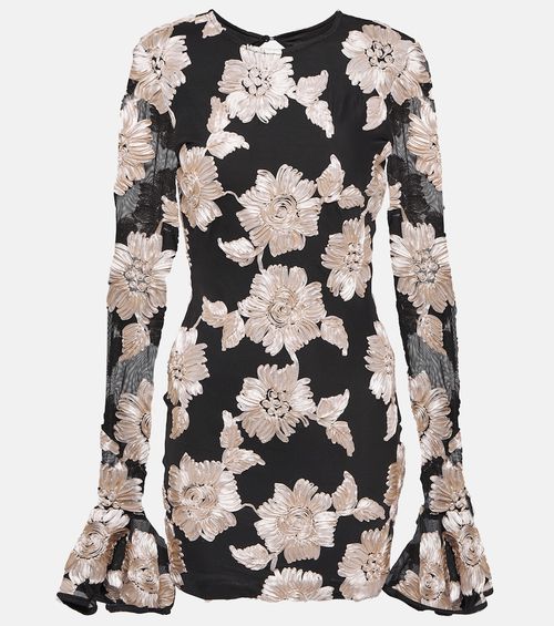 Rotate Floral mesh minidress