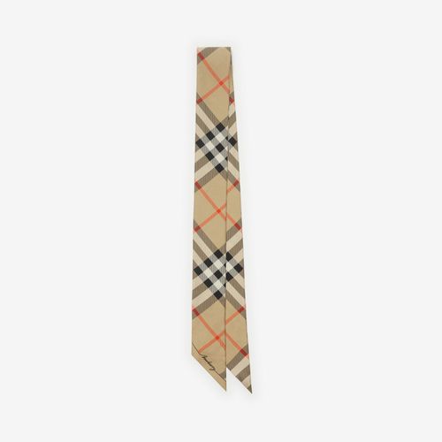 Skinny Contrast Check Silk Scarf