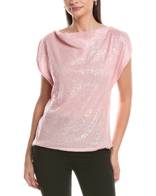 Split Shoulder Drape Sequin Blouse