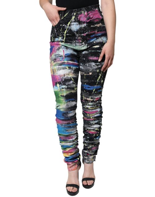 Splatter Paint Cotton Jeans — Multicolor