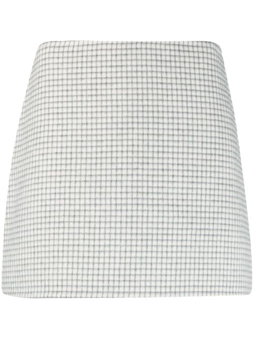 Checked wool miniskirt - White