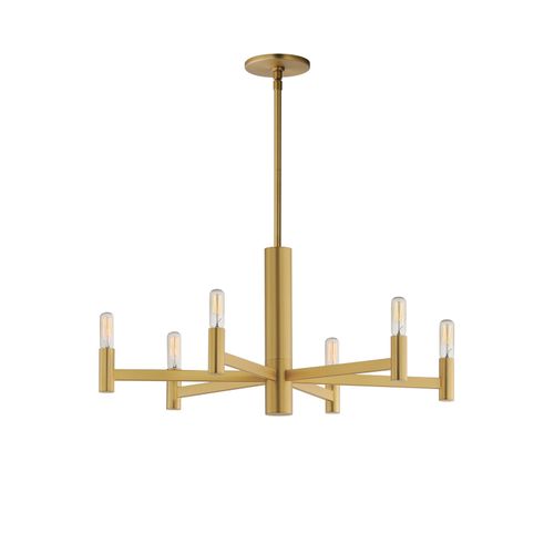 Natural Aged Brass Six Light Chandelier from the Emana Collection