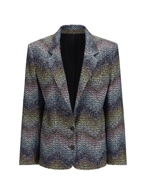 Sequin-Embellished Lamé Blazer — Multicolor