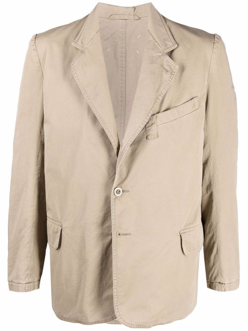 Notched-lapels single-breasted blazer - Neutrals