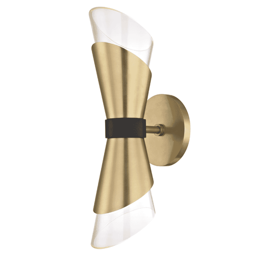 Mitzi Angie 2-Light 15" Wall Sconce in Aged Brass and Black
