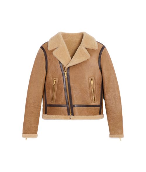 Biker jacket in lambskin shearling