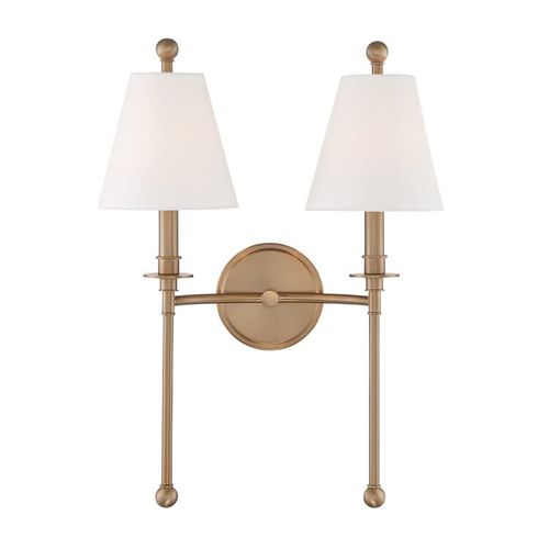 Crystorama Riverdale 2-Light Wall Sconce in Aged Bra