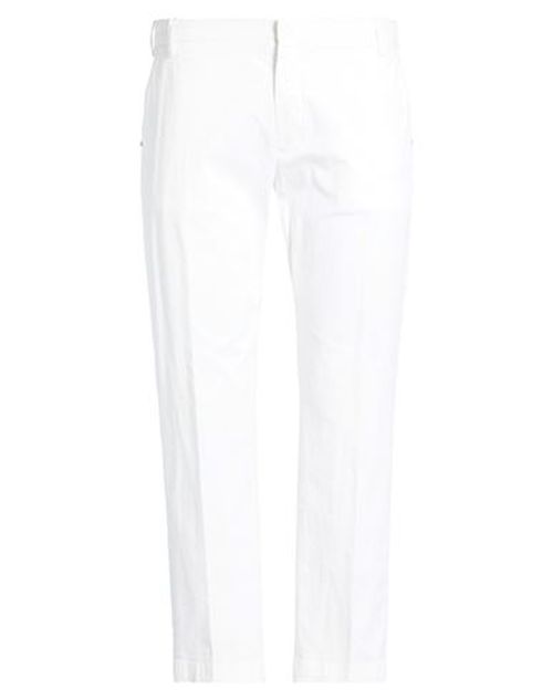 Man Pants White Size 40 Cotton, Elastane