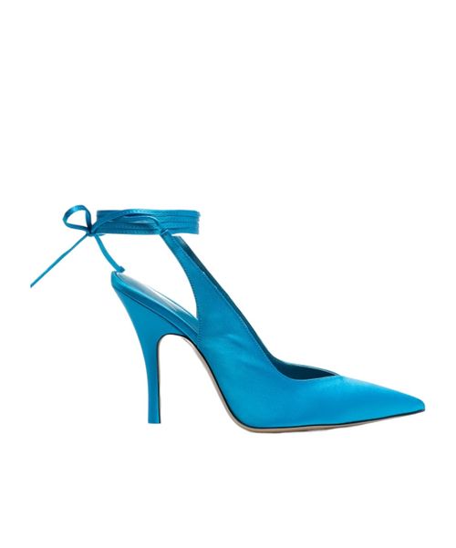 Ankle-tied leather pumps