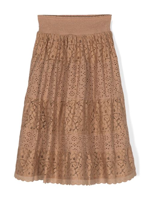 Floral-lace detail dress - Brown
