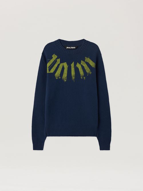 Big Neck Logo Sweater Man  Navy Blue Lime