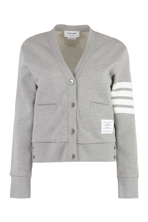 Logo-Detail Striped Cotton Cardigan