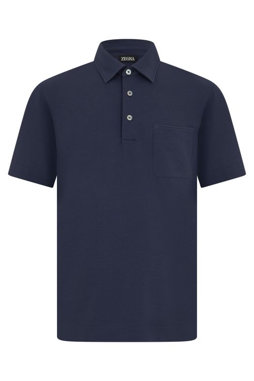 Blue Solid Shirt Collar Polo