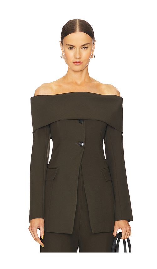 Line & Dot Marilla Off Shoulder Top en Olive. L. Also en