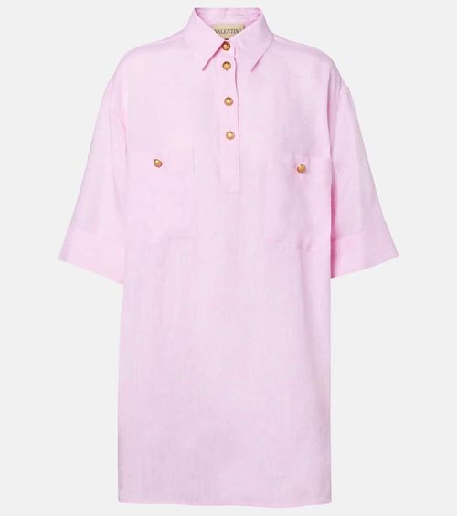 Oversized linen polo shirt