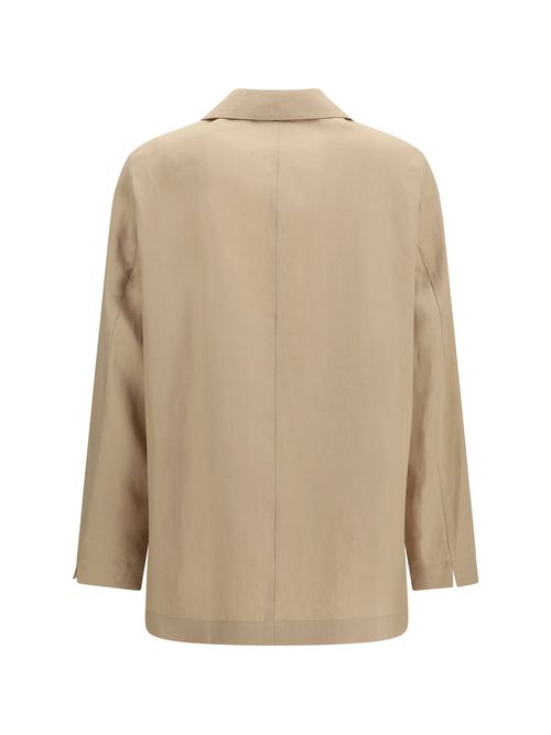 Wool-Cotton Blend Blazer — Beige