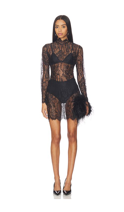 L'AGENCE Henrietta Lace Mini Dress in Black. M. Also in