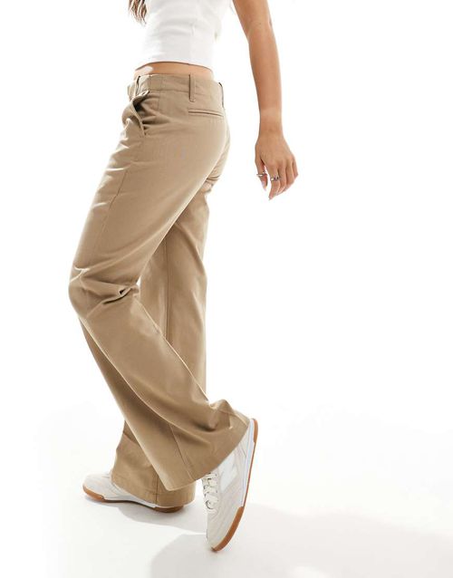 Bershka flared woven pants in brown