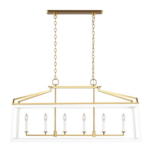 Carlow 6-Light Chandelier in Matte White And Burnished Brass by Chapman & Myer