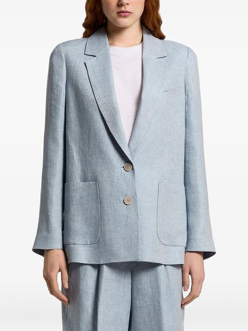 Button Patch-Pocket Blazer — Blue