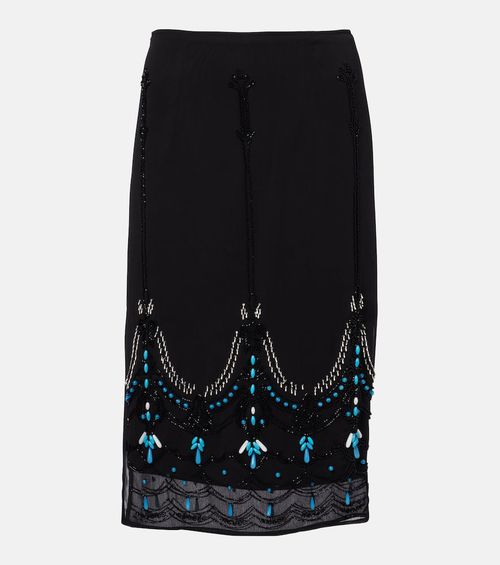 Beaded jersey midi skirt