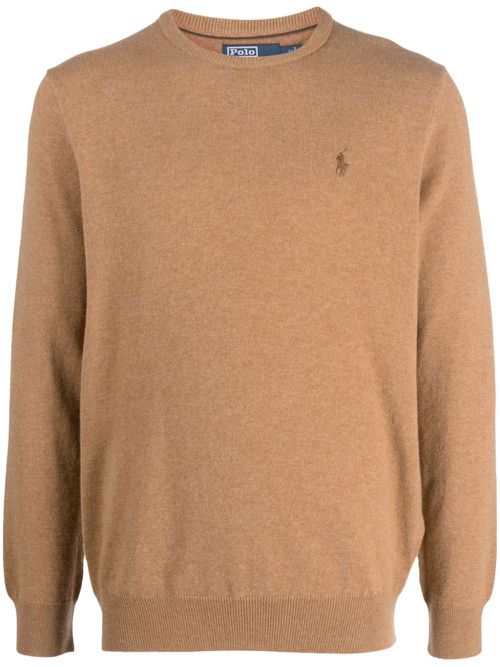 Polo-Pony-embroidered wool jumper - Brown