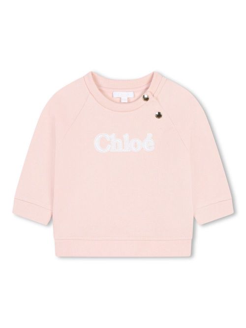 Embroidered-logo cotton sweatshirt - Pink