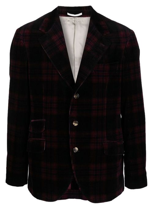 Prince of Wales check corduroy blazer - Red