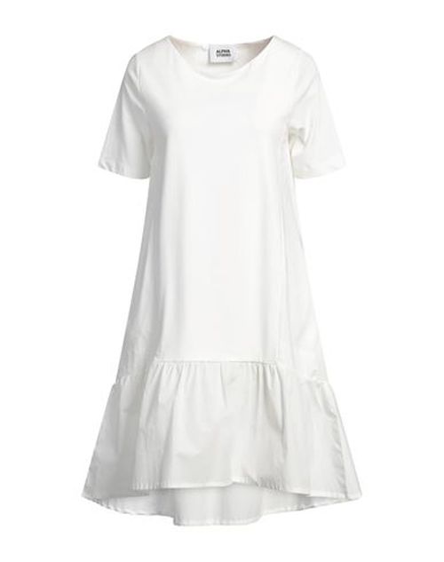 Alpha Studio Woman Mini dress White Size 2 Cotton, Elastane