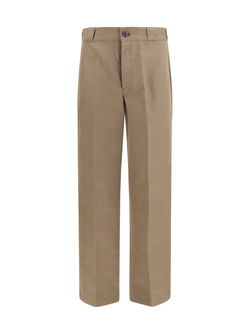 Wide-Leg Canvas Trousers — Brown