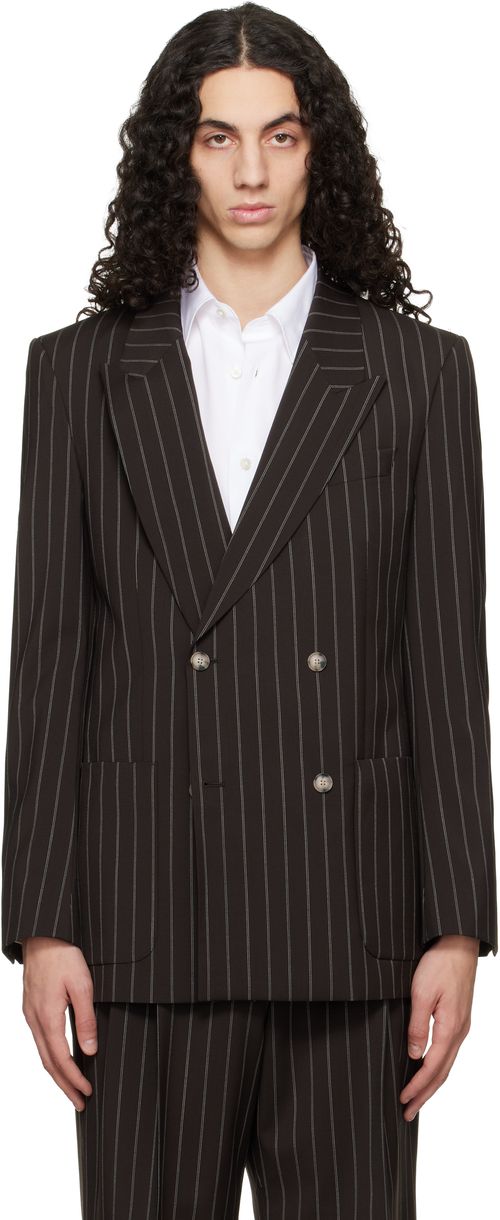Brown Relaxed-Fit Virgin Wool Blazer