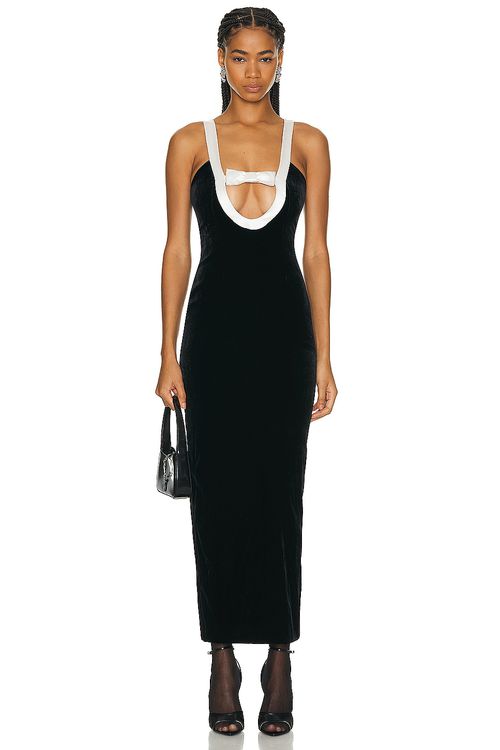 Alessandra Rich Evening Dress With Duchesse Bow in Black - Black. 38 also in