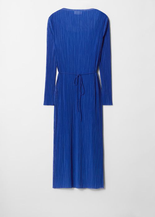 Midi Mock Neck Mesh Dress - Blue
