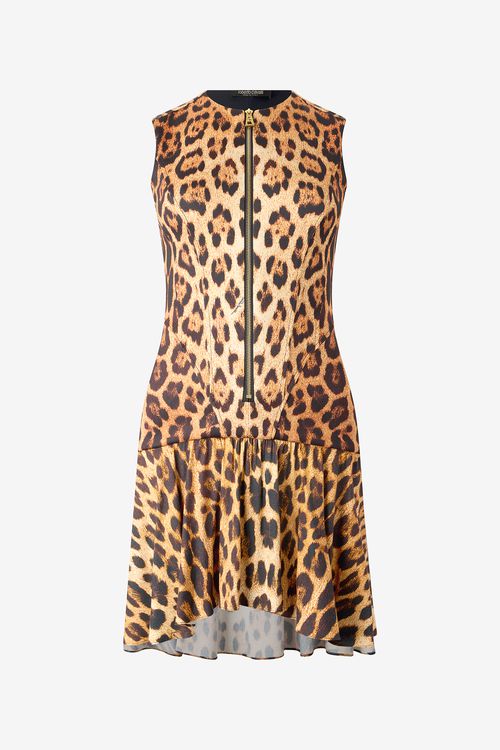 Mini Dress With All-over Jaguar Skin Print