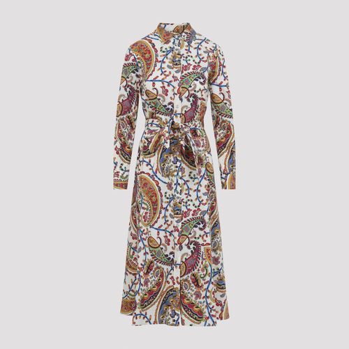 Belted Paisley-print Cotton-voile Midi Shirt Dress