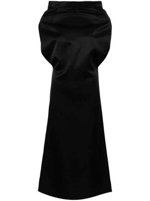 Boat-neck silk dress - Black
