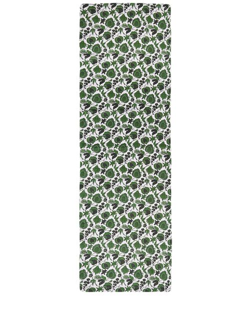 Wildbird-print linen runner - Green
