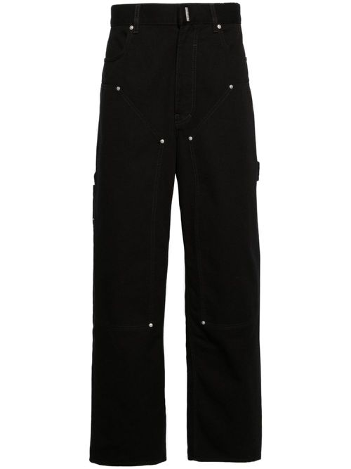 Wide-leg logo-plaque carpenter jeans - Black