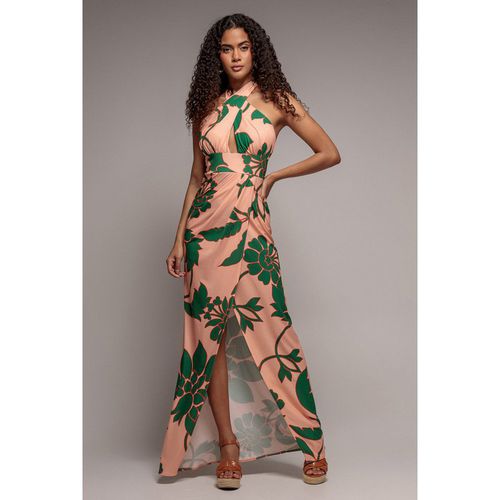 Goddiva Printed Crossover Maxi Dress - Green