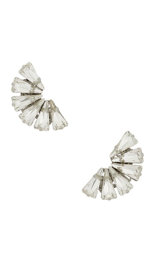 Anton Heunis Omega Clasp Fan-shaped Detail Stud in Crystal & Silver. a