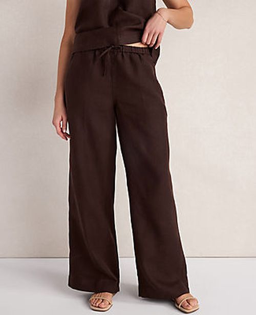 Ann Taylor Haven Well Within Linen Wide Leg Drawstring Pants