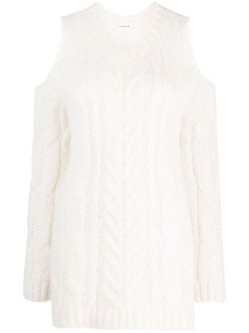 White Off-shoulder Crochet Jumper