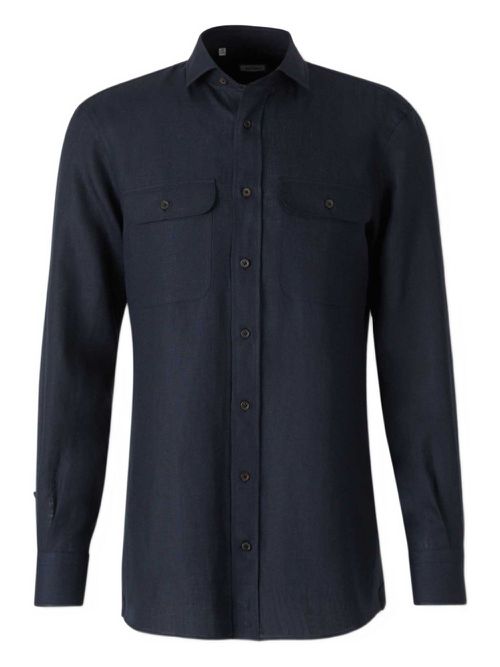 Spread-collar shirt - Blue