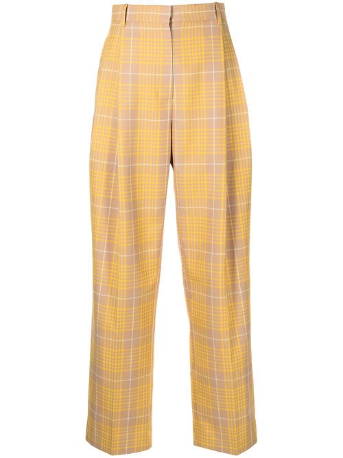 Plaid jacquard straight leg trousers - Yellow