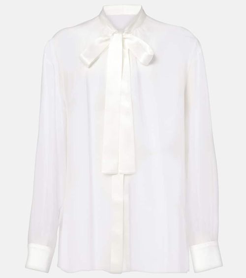 Bow-detail silk chiffon shirt