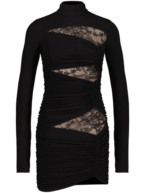 Lace-panel jersey dress - Black